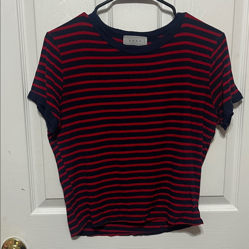 Gaze Striped Top in Navy and Red